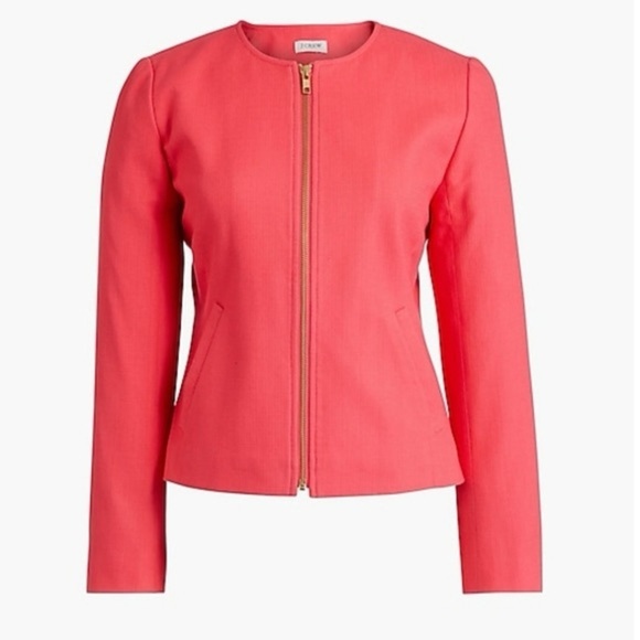J.Crew Factory Coral Collarless Zip-Front Jacket Size 4 - Picture 1 of 4